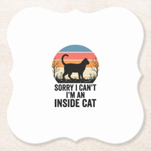 Funny Inside Cat Vintage Cat Lover Design_1 Paper Coaster