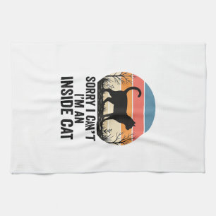 Funny Inside Cat Vintage Cat Lover Design_1 Tea Towel