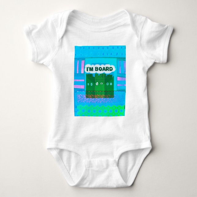 Funny Inspirational Graphic I Am bored Text Art Baby Bodysuit (Front)