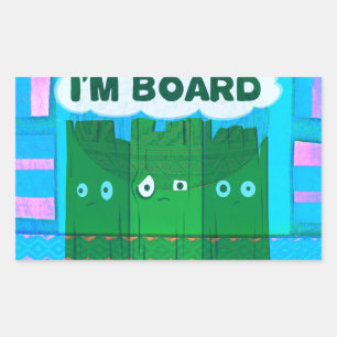 Funny Inspirational Graphic: I Am Bored Text Art Rectangular Sticker