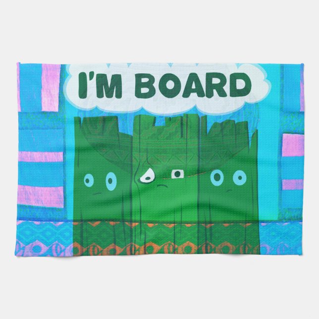Funny Inspirational Graphic I Am bored Text Art Tea Towel (Horizontal)