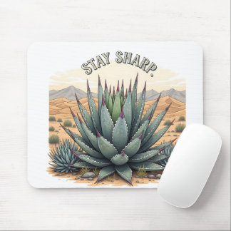 Funny Inspirational Stay Sharp Succulent Office Mouse Pad