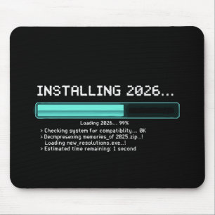 Funny Installing 2026 New Year Geek Retro Loading  Mouse Pad