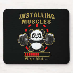 Funny Installing Muscle Panda Weight Lifting Barbe Mouse Pad