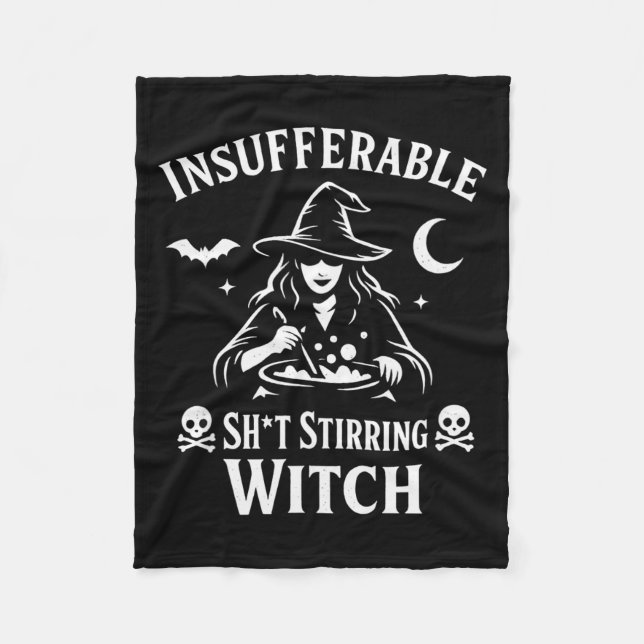Funny insufferable stirring witch halloween gothic fleece blanket (Front)