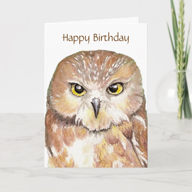 Funny Insult  Owl Birthday Card (Front)
