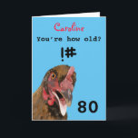 Funny insulting joke chicken 80th birthday card<br><div class="desc">🌶️ Put a smile on a face with this funny insulting age joke chicken 80th birthday card! - Simply click to personalise this design 🔥 My promises - This design has unique hand drawn elements (drawn my me!) - It is designed with you in mind 🙏 Thank you for supporting...</div>