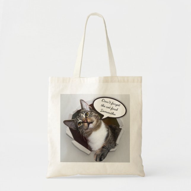 Funny Interrupting Cat Personalised Tote Bag (Front)