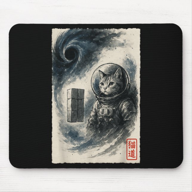 Funny Interstellar Cat Astronaut Kitten Space Sci- Mouse Pad (Front)