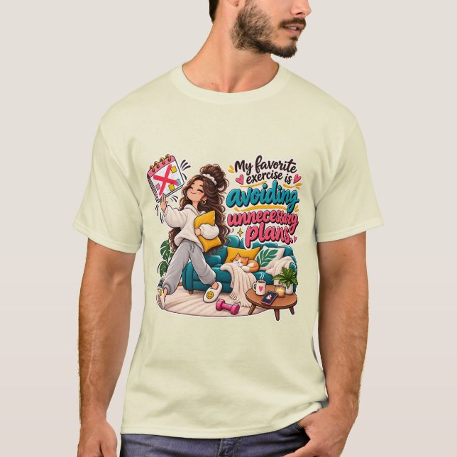 Funny Introvert Avoiding Unnecessary Plans Quote T-Shirt (Front)