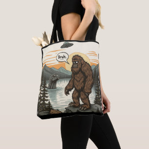 Funny Introvert Bigfoot Sasquatch Loch Ness Retro Tote Bag