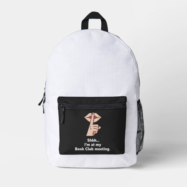  Funny Introvert Book Club "Shhh" Tee for Readers Printed Backpack (Front)