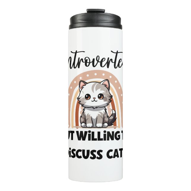 Funny Introvert Cat Lover Quote Thermal Tumbler (Front)