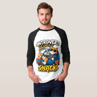 Funny Introvert Cat Men's Raglan Baseball T-Shirt