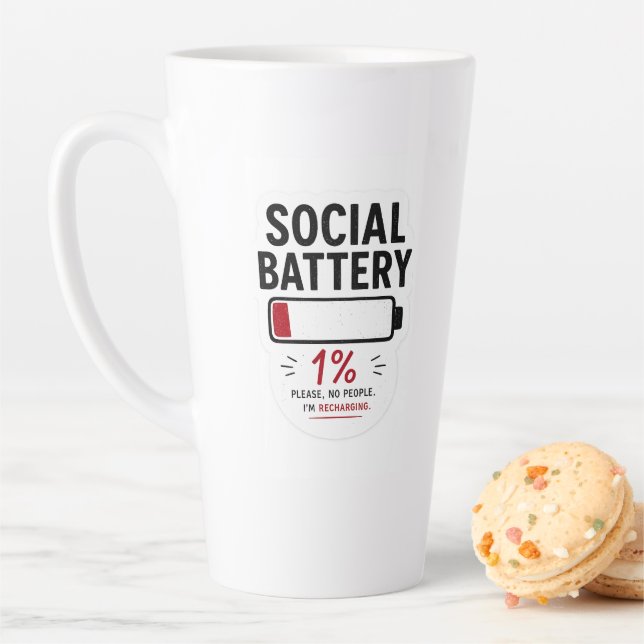 Funny Introvert Latte Mug | Social Battery Low (In Situ)