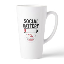 Funny Introvert Latte Mug | Social Battery Low