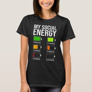 Funny Introvert My Social Energy Battery Solitary T-Shirt