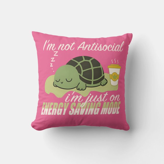 Funny Introvert Quote I’m Just on Energy Saving  Cushion (Front)