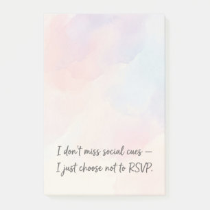Funny Introvert RSVP Quote & Subtle Watercolor Post-it Notes
