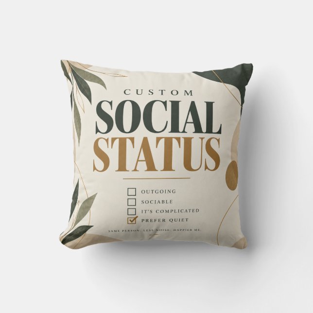 Funny Introvert Social Status Throw Pillow (Front)