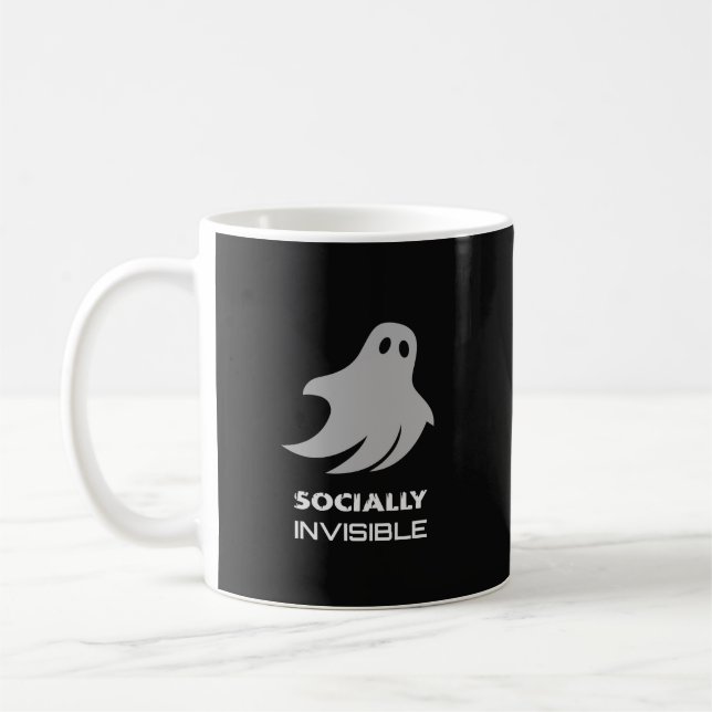 Funny Introvert Spooky Ghost Coffee Mug (Left)