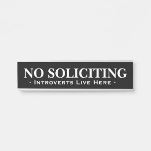Funny Introverts Live Here No Soliciting Door Sign