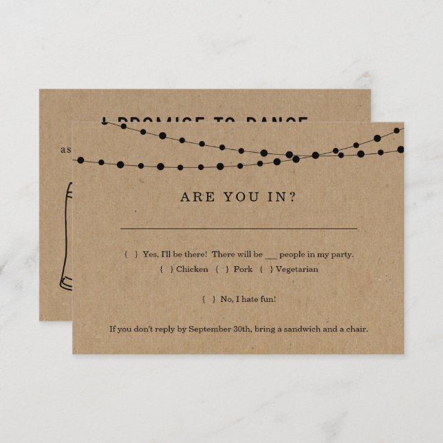 Funny Invitation RSVP Card Insert w- Song Request (Front/Back)