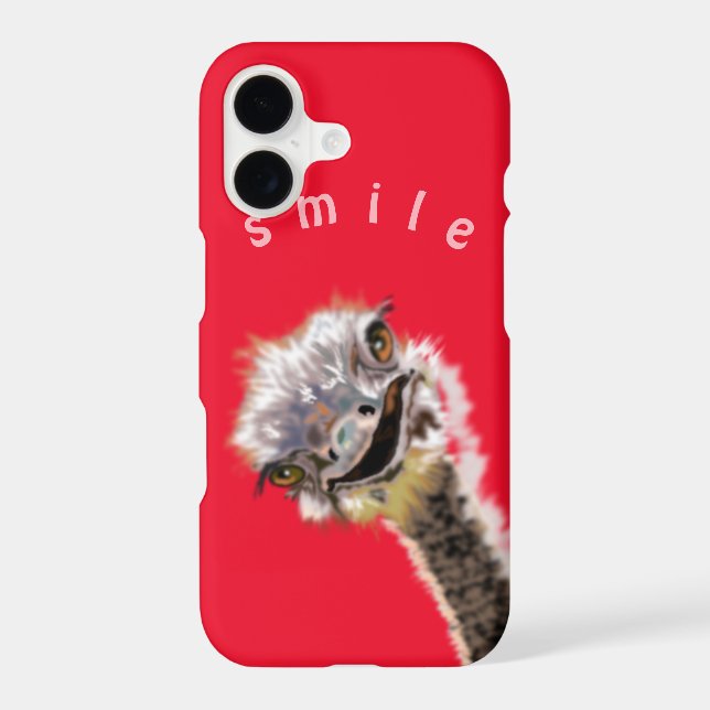 Funny iPhone Case Happy Ostrich Custom Text (Back)