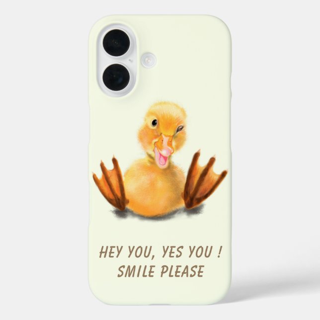 Funny iPhone Case with Happy Duck - Custom Text (Back)