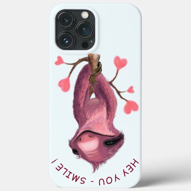 Funny iPhone Case with Playful Sloth - Custom Text (Back)