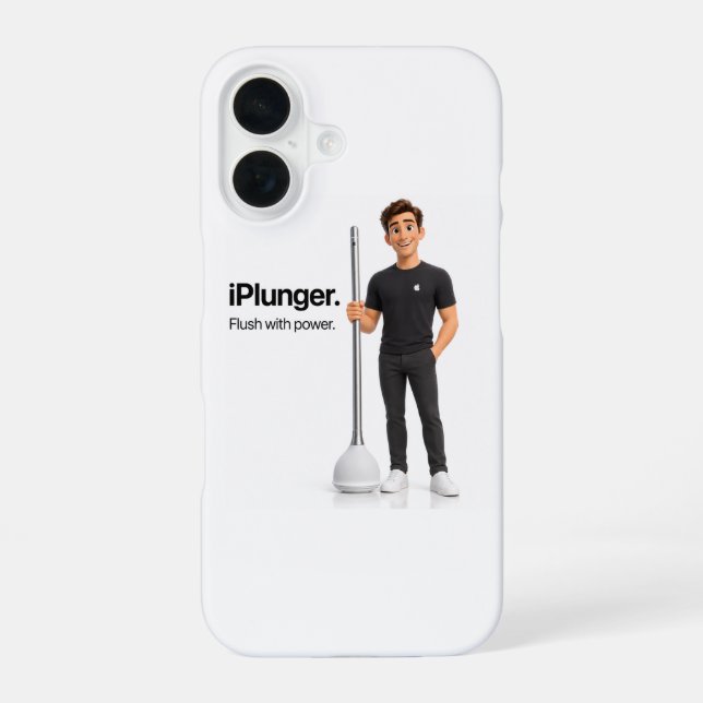 Funny iPlunger Tech Parody Meme Design iPhone 16 Case (Back)