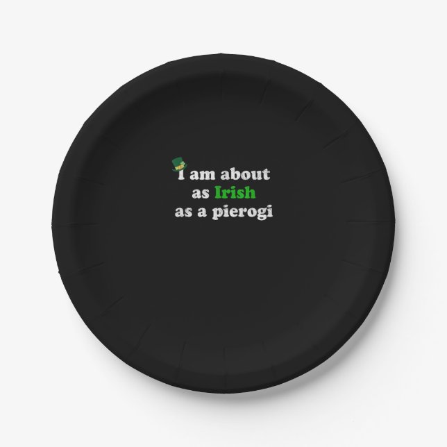 Funny Irish as a Pierogi Ireland Polish Poland Foo Paper Plate (Front)
