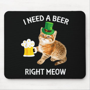 Funny Irish Beer Cat St Patricks Day Drinking With Mouse Pad