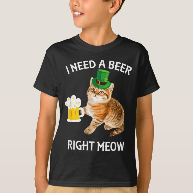 Funny Irish Beer Cat St Patricks Day Drinking With T-Shirt (Front)