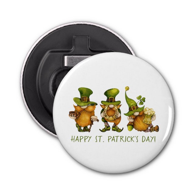 Funny Irish Gnomes Happy St Patrick's Day Bottle Opener (Front)