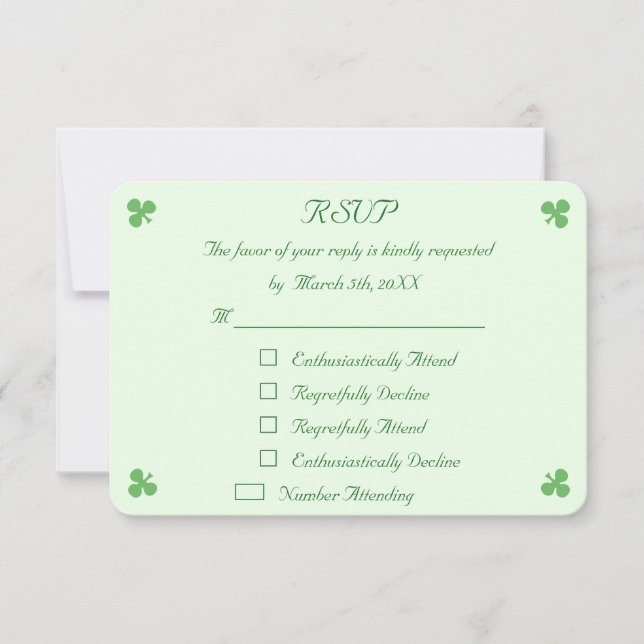 Funny Irish Green Wedding RSVP Invitation Card (Front)