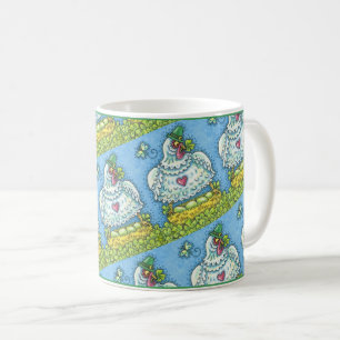 FUNNY IRISH HEN, GREEN EGGS AND SHAMROCKS CUTE COFFEE MUG