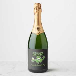Funny Irish I Was Drinking St. Patrick's Day Humou Sparkling Wine Label