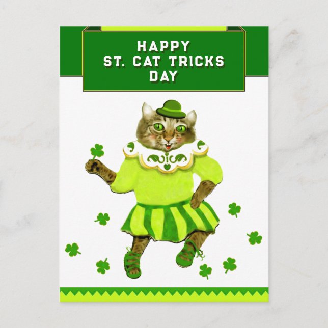 Funny Irish Jig Cat Postcard (Front)