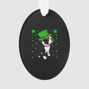 Funny Irish Leprechaun Hat Boston Terrier Ornament