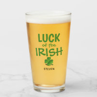 Funny Irish Luck Green Shamrock Personalised Beer