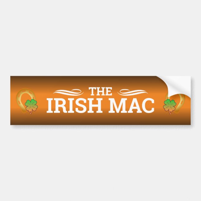 FUNNY IRISH MAC | WHITE Text on ORANGE Bumper Sticker (Front)