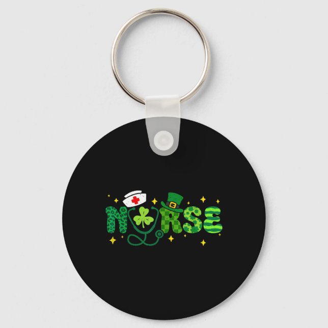 Funny Irish Nicu Nurse Scrub St Patricks Day Key Ring (Front)