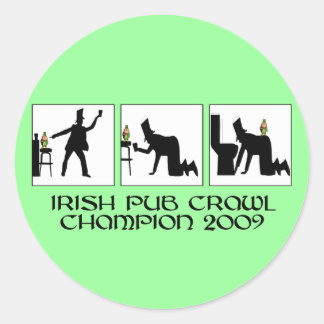 Funny Irish pub crawl Classic Round Sticker