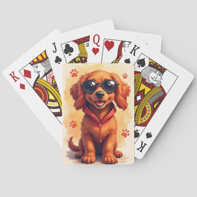 Funny Irish Red Setter Kawaii Dog Playing Cards (Back)