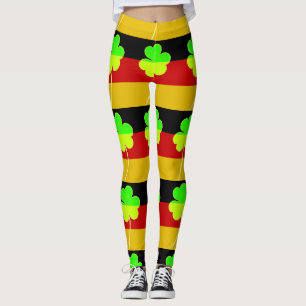 Funny Irish Shamrock German Flag St. Patrick Leggings
