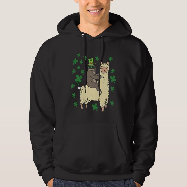 Funny Irish Sloth Llama St Patricks Hoodie (Front)