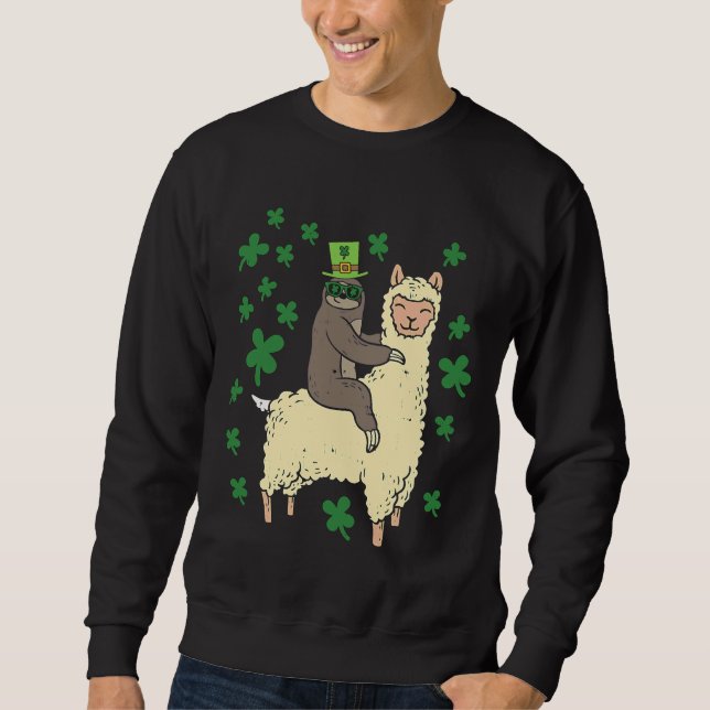 Funny Irish Sloth Llama St Patricks Sweatshirt (Front)