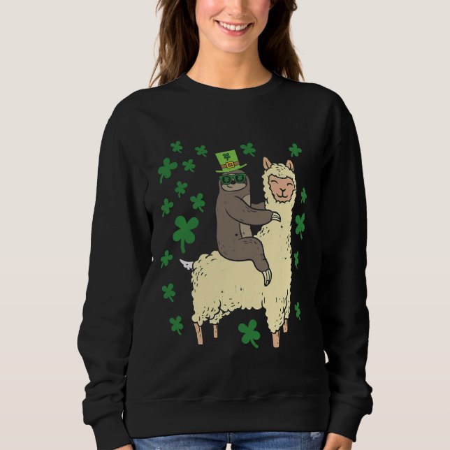 Funny Irish Sloth Llama St Patricks Sweatshirt (Front)