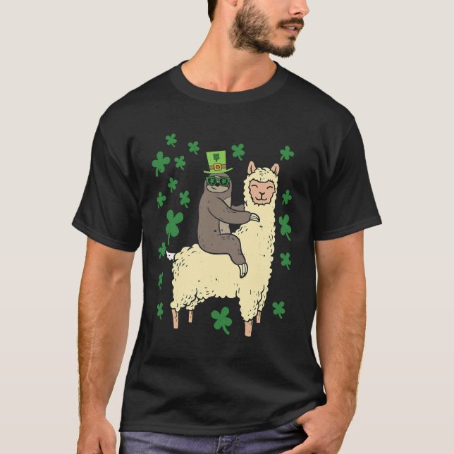 Funny Irish Sloth Llama St Patricks T-Shirt (Front)